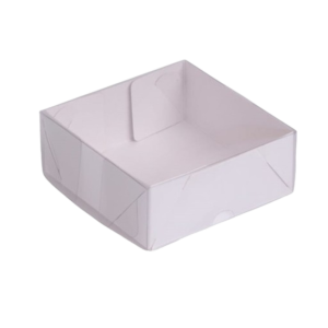 CAIXA DE ACETATO C/T TRANSPARENTE 10X10X4 QUAD BRANCO - C/10 UNIDADES