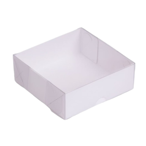 CAIXA DE ACETATO C/T TRANSPARENTE 12X12X4 QUAD BRANCO - C/10 UNIDADES