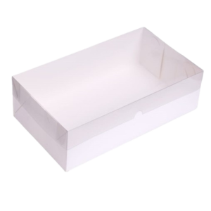 CAIXA DE ACETATO C/T TRANSPARENTE 32X18X8 RET BRANCO C/5 UNIDADES