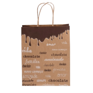 SACOLA PAPEL KRAFT PASCOA PALAVRAS 17,5X8,5X21,5 C/10 UNIDADES